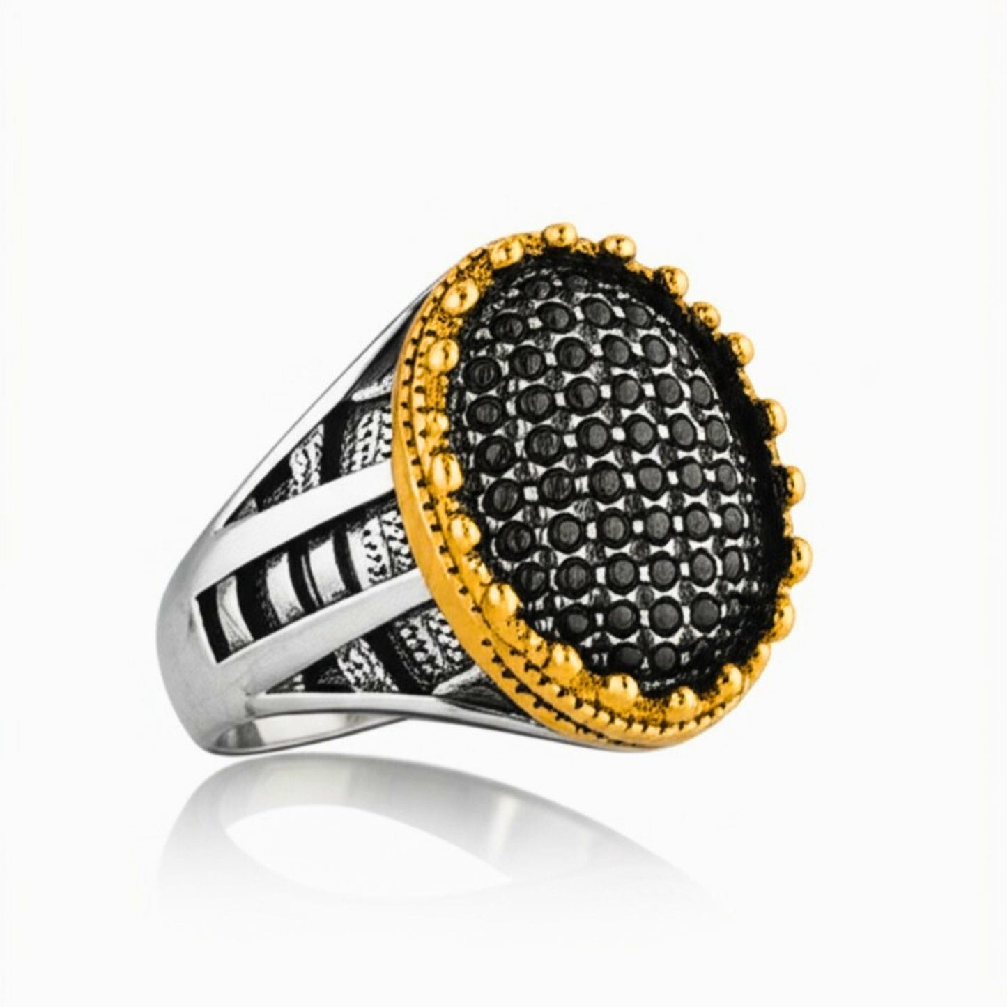 Royal Series - VELTRIX EMBER RING - Pure Stainless Steel Men’s Steel-Gold-Plated Ring – Statement Luxury Jewelry (Size : -19-22-24) - THE MEN THING