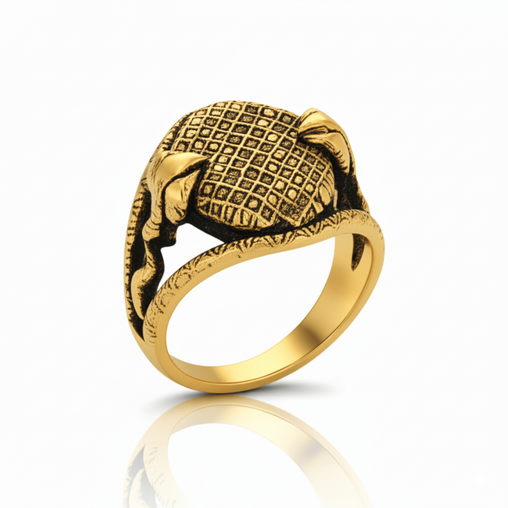 Royal Series - VIPER GRID RING - Pure Stainless Steel Men’s Gold-Plated Ring – Statement Luxury Jewelry (Size : -20-22) - THE MEN THING
