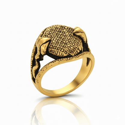 Royal Series - VIPER GRID RING - Pure Stainless Steel Men’s Gold-Plated Ring – Statement Luxury Jewelry (Size : -20-22) - THE MEN THING