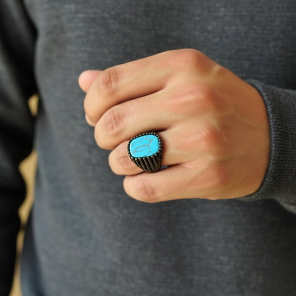 Royal Series - VOLCANIC SKY RING - Pure Stainless Steel Men’s Black-Plated Ring – Statement Luxury Jewelry (Size : 19-22-24-27)