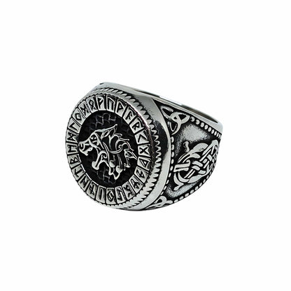 Royal Series - WARG CIRCLE RING - Pure Stainless Steel Men’s Steel-Plated Ring – Statement Luxury Jewelry (Size : 20-23-24-25-28-30) - THE MEN THING