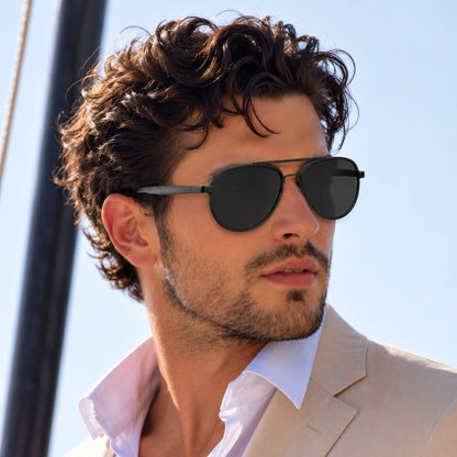S15101 AURIX SHADES HD Polarized Sunglasses for Men - UV400 Protection, Stainless Steel Frame - THE MEN THING