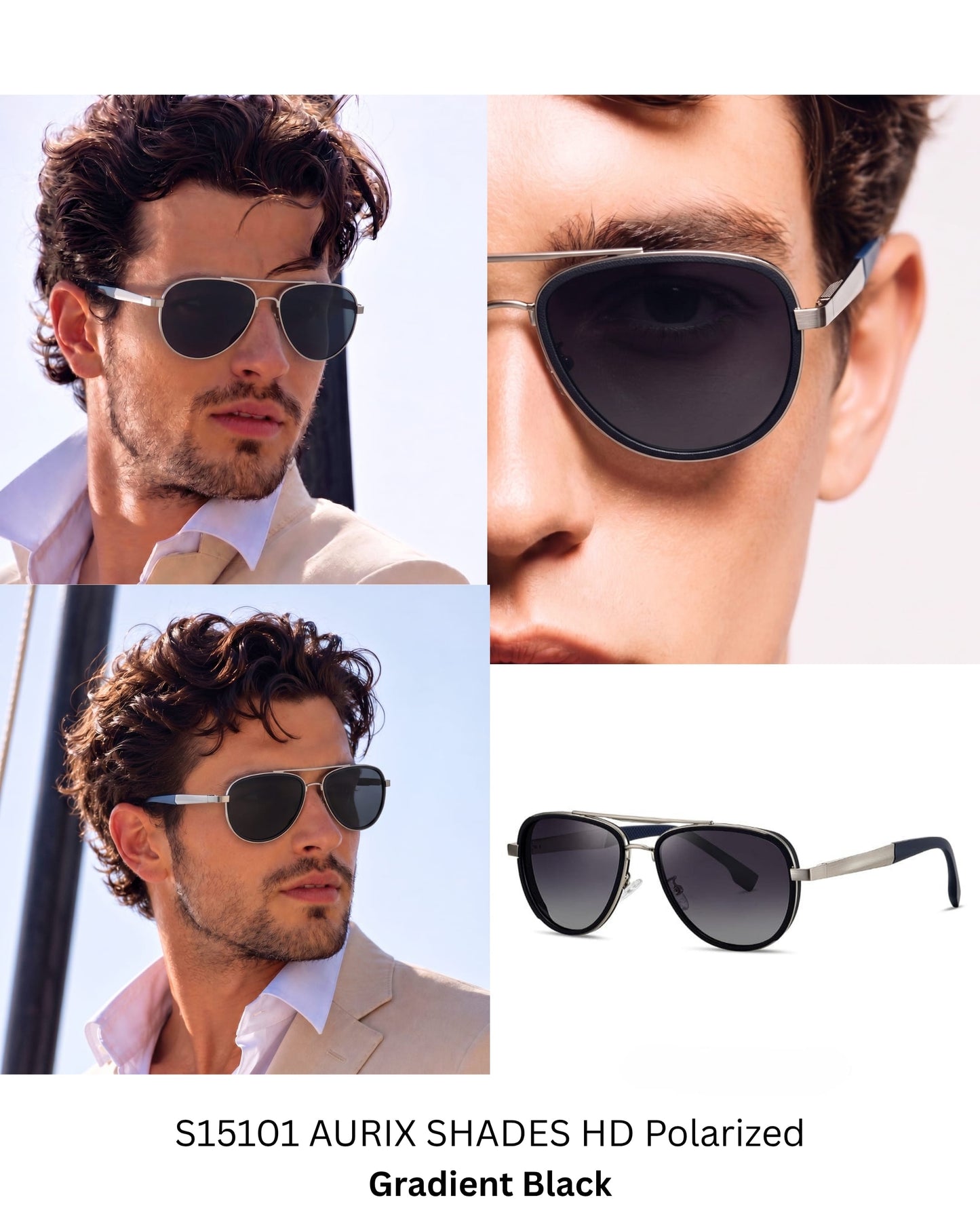 S15101 AURIX SHADES HD Polarized Sunglasses for Men - UV400 Protection, Stainless Steel Frame - THE MEN THING