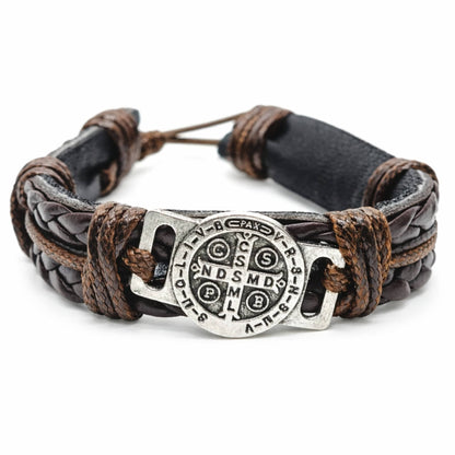 SAINT BENEDICT - Dark Brown 15mm Genuine Leather Bracelet for Men & Boys (Adjustable) - THE MEN THING