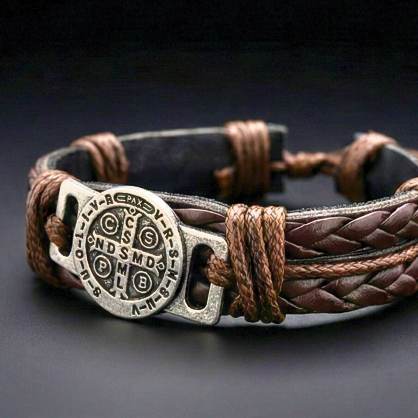 SAINT BENEDICT - Dark Brown 15mm Genuine Leather Bracelet for Men & Boys (Adjustable) - THE MEN THING
