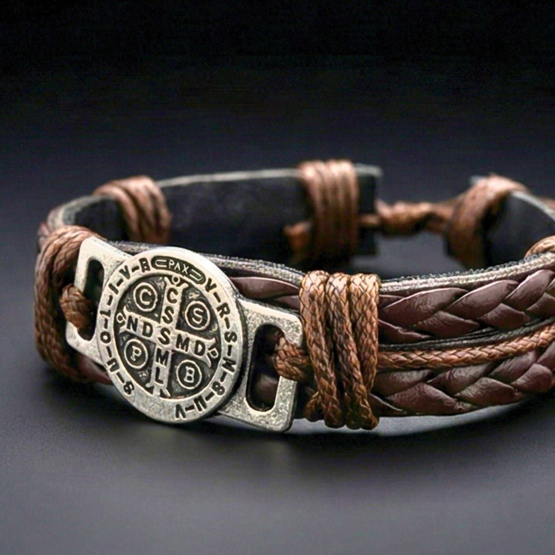 SAINT BENEDICT - Dark Brown 15mm Genuine Leather Bracelet for Men & Boys (Adjustable) - THE MEN THING