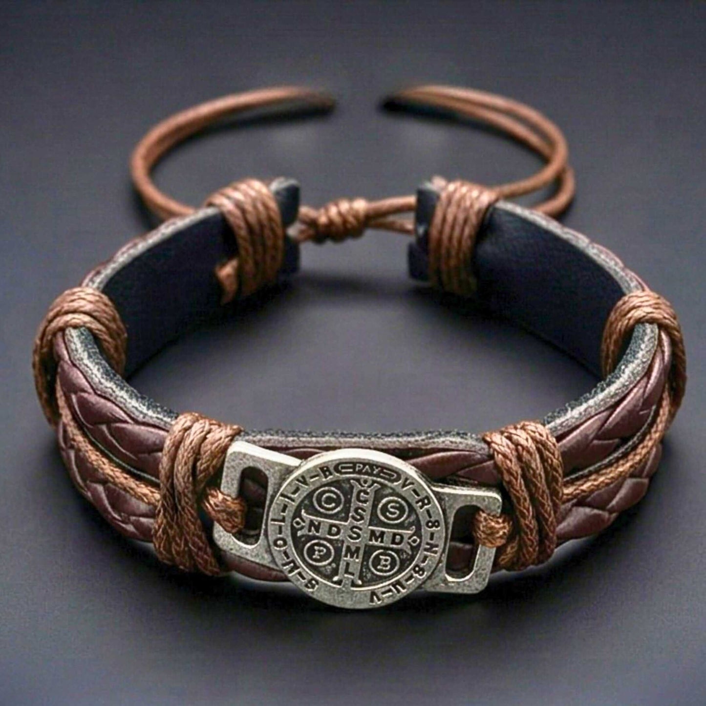 SAINT BENEDICT - Dark Brown 15mm Genuine Leather Bracelet for Men & Boys (Adjustable) - THE MEN THING
