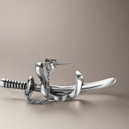 SAMURAI - Titanium Steel Stud Earrings for Men & Boys (2 Pcs) - THE MEN THING