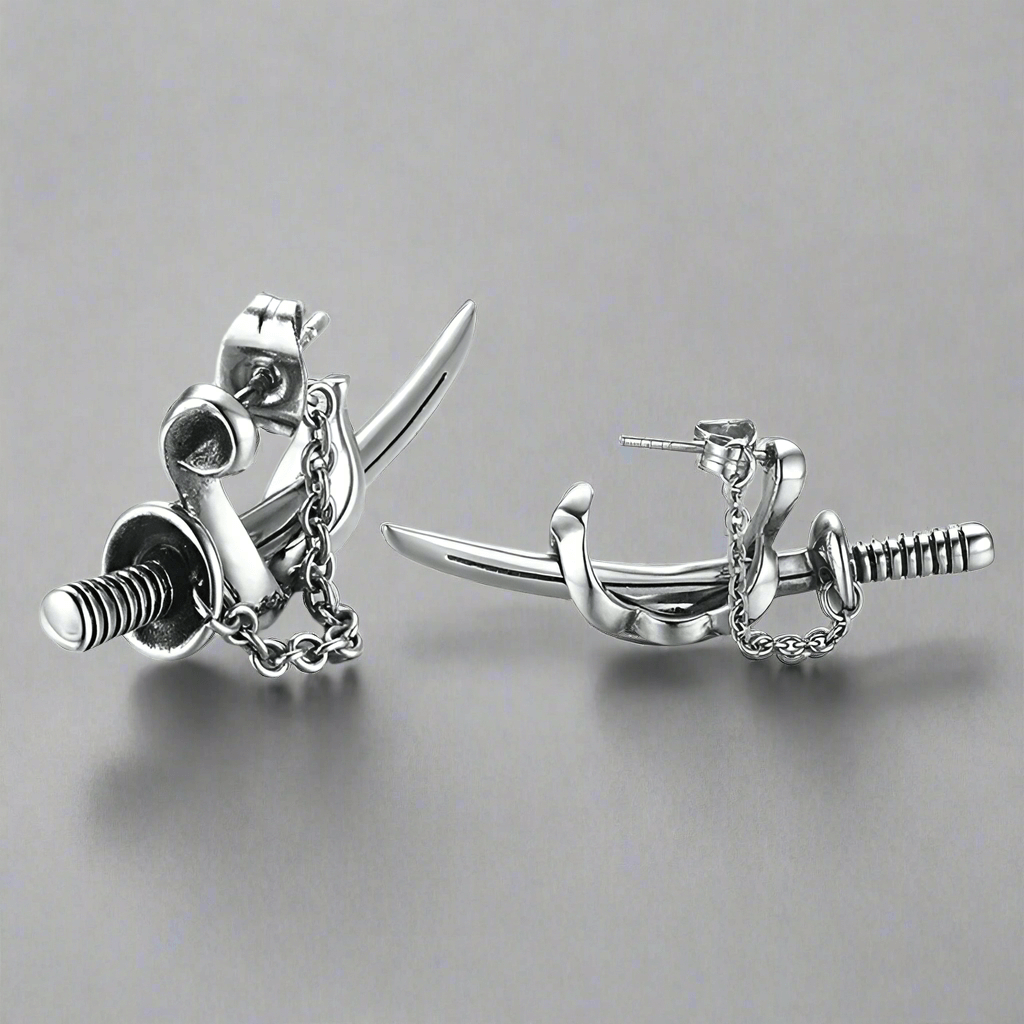 SAMURAI - Titanium Steel Stud Earrings for Men & Boys (2 Pcs) - THE MEN THING