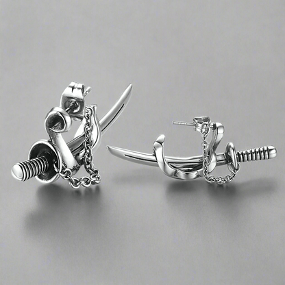 SAMURAI - Titanium Steel Stud Earrings for Men & Boys (2 Pcs) - THE MEN THING