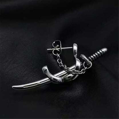 SAMURAI - Titanium Steel Stud Earrings for Men & Boys (2 Pcs) - THE MEN THING