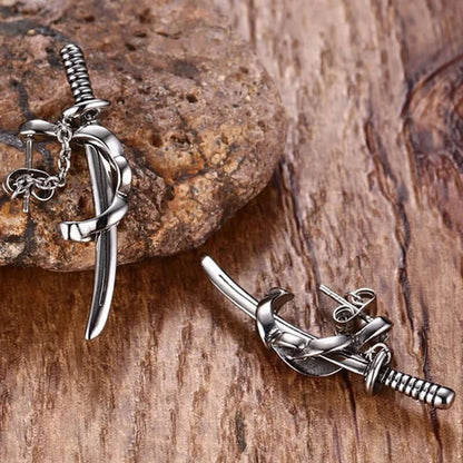 SAMURAI - Titanium Steel Stud Earrings for Men & Boys (2 Pcs) - THE MEN THING