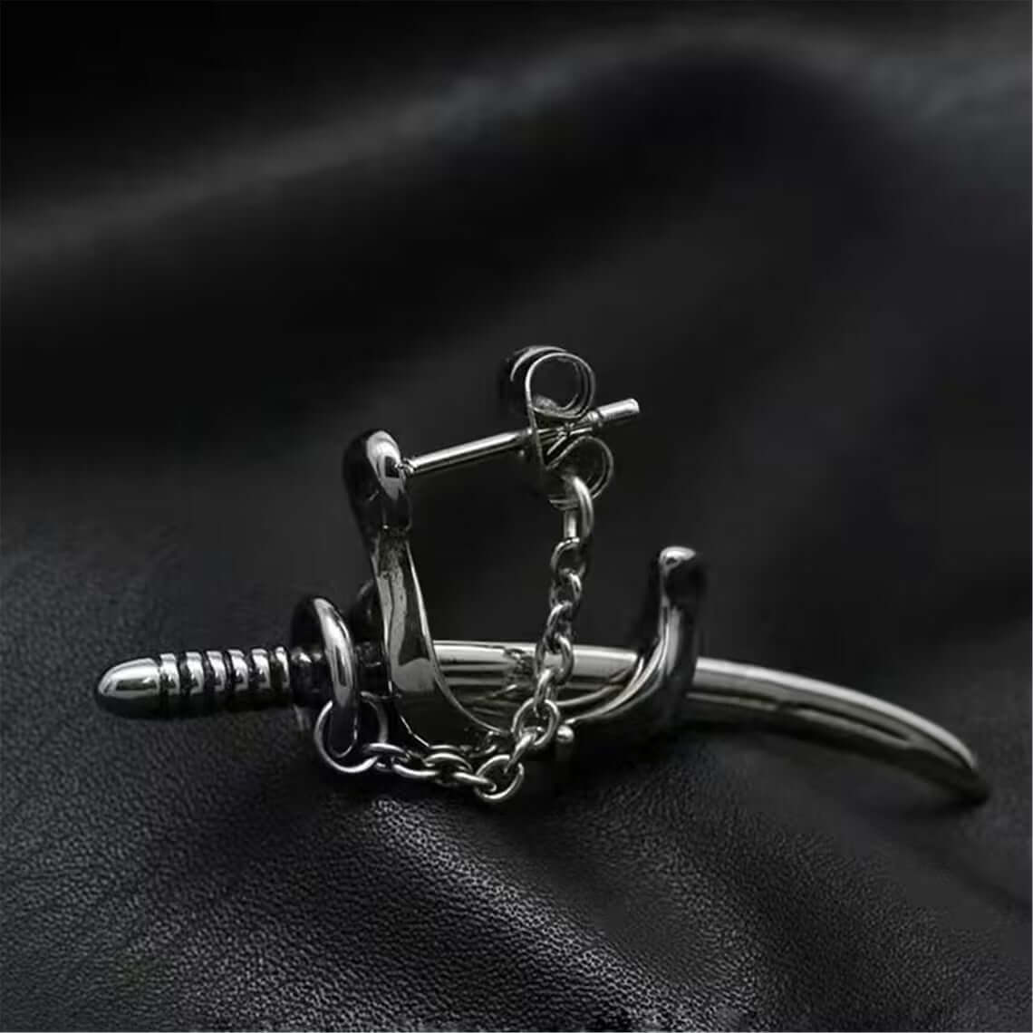 SAMURAI - Titanium Steel Stud Earrings for Men & Boys (2 Pcs) - THE MEN THING