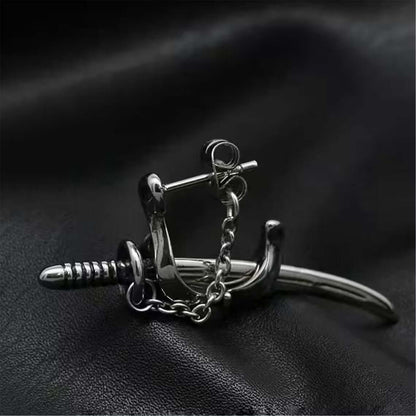 SAMURAI - Titanium Steel Stud Earrings for Men & Boys (2 Pcs) - THE MEN THING