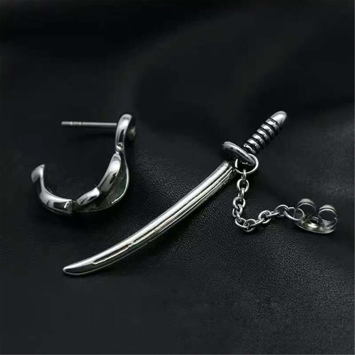 SAMURAI - Titanium Steel Stud Earrings for Men & Boys (2 Pcs) - THE MEN THING
