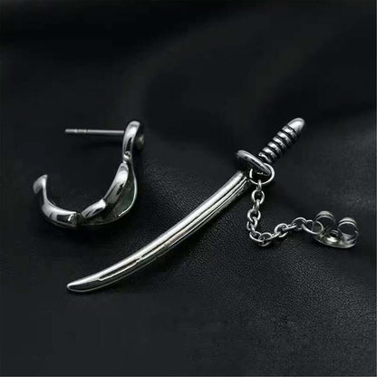 SAMURAI - Titanium Steel Stud Earrings for Men & Boys (2 Pcs) - THE MEN THING