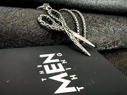 SCISSORS FLAME -  Alloy Scissors Pendant with Pure Stainless Steel  24inch Round Box Chain, Milan trending Style for Men & Boy - THE MEN THING