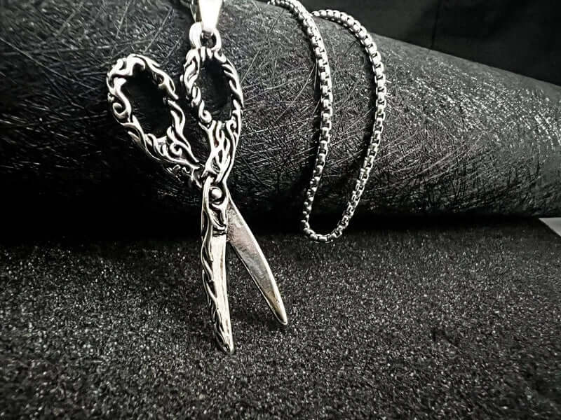 SCISSORS FLAME -  Alloy Scissors Pendant with Pure Stainless Steel  24inch Round Box Chain, Milan trending Style for Men & Boy - THE MEN THING