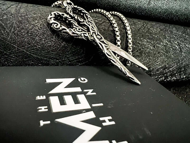 SCISSORS FLAME -  Alloy Scissors Pendant with Pure Stainless Steel  24inch Round Box Chain, Milan trending Style for Men & Boy - THE MEN THING