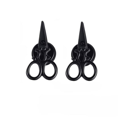 SCISSORS STUDS BLACK - Pure Titanium Steel Piercing Ear Earrings for Men & Boys (2 Pcs) - THE MEN THING