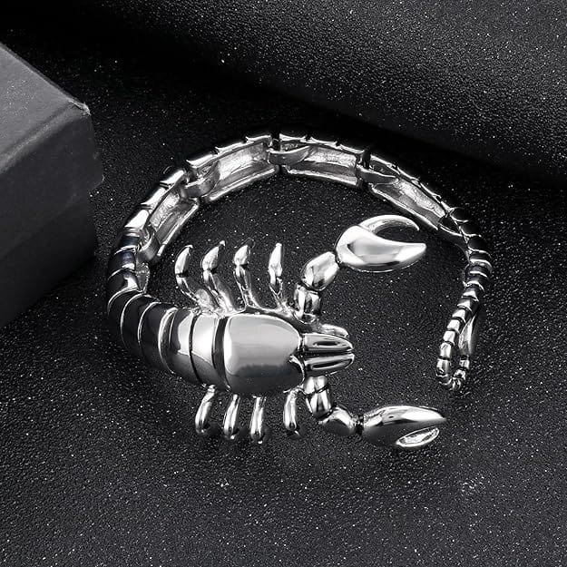 SCORPINOX SILVER - 12 mm Pure Titanium Steel Bracelet, Bracelet with hook buckle for Men & Boy (8inch) - THE MEN THING