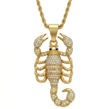 SCORPION KING - GOLD - 30mm Pure Titanium Steel Pendant with 24inch Twisted Chain for Men & Boys — SS Pendant/ Necklace for Men | THE MEN THING