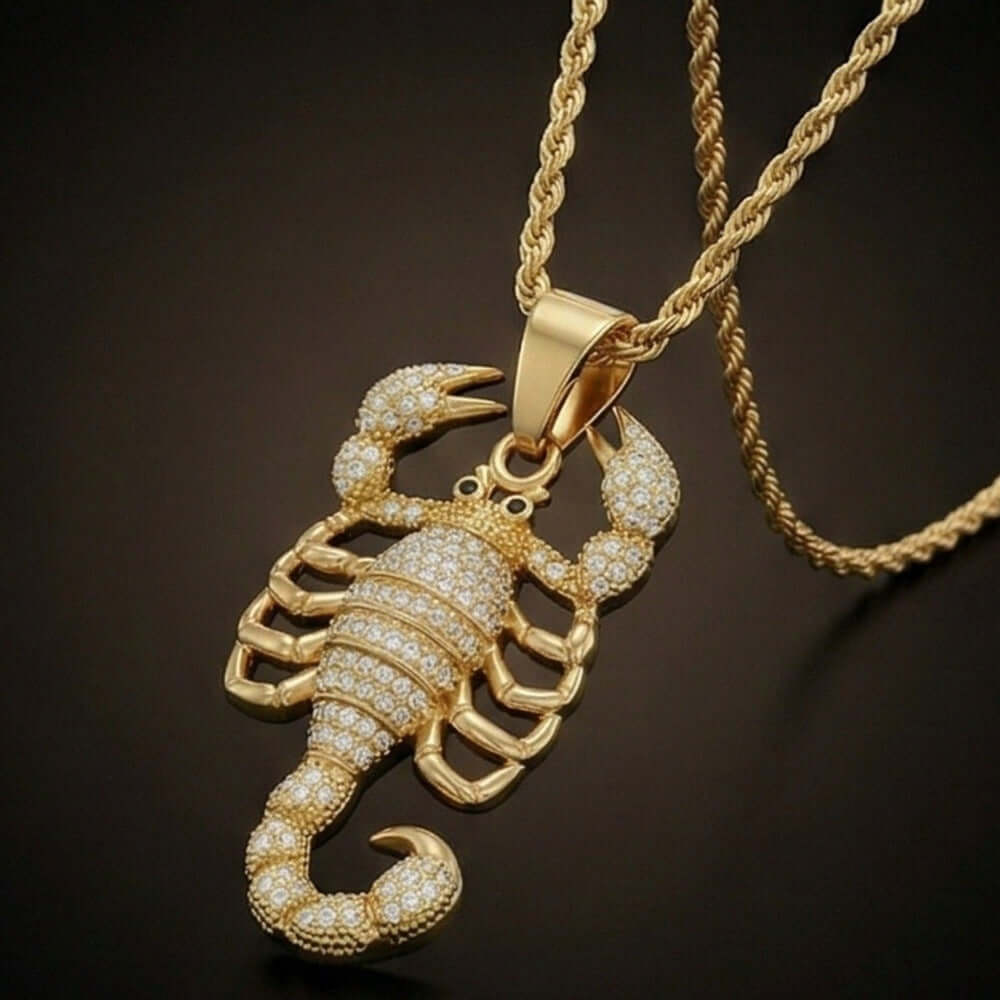 SCORPION KING - GOLD - 30mm Pure Titanium Steel Pendant with 24inch Twisted Chain for Men & Boys — SS Pendant/ Necklace for Men | THE MEN THING