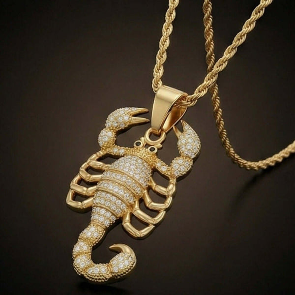SCORPION KING - GOLD - 30mm Pure Titanium Steel Pendant with 24inch Twisted Chain for Men & Boys