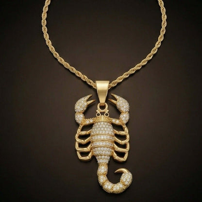 SCORPION KING - GOLD - 30mm Pure Titanium Steel Pendant with 24inch Twisted Chain for Men & Boys — SS Pendant/ Necklace for Men | THE MEN THING