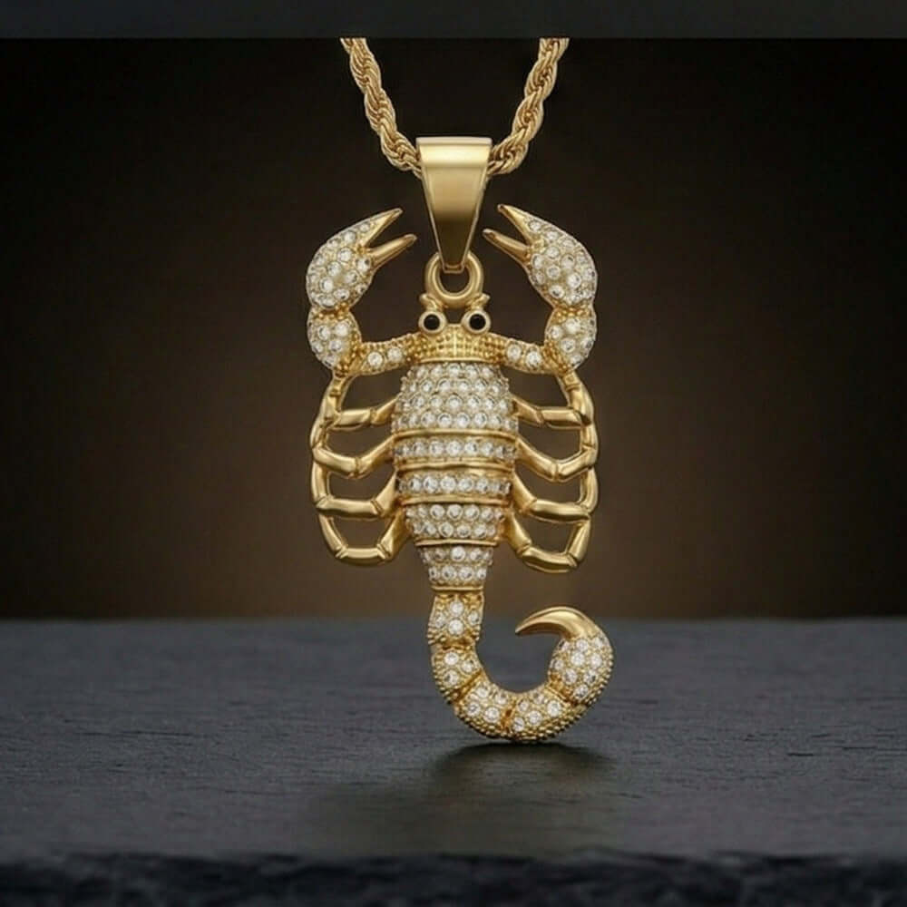 SCORPION KING - GOLD - 30mm Pure Titanium Steel Pendant with 24inch Twisted Chain for Men & Boys — SS Pendant/ Necklace for Men | THE MEN THING