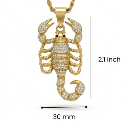 SCORPION KING - GOLD - 30mm Pure Titanium Steel Pendant with 24inch Twisted Chain for Men & Boys — SS Pendant/ Necklace for Men | THE MEN THING