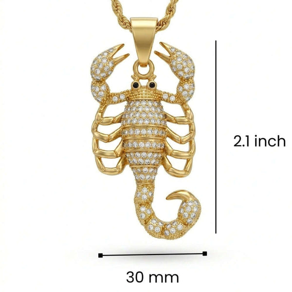 SCORPION KING - GOLD - 30mm Pure Titanium Steel Pendant with 24inch Twisted Chain for Men & Boys