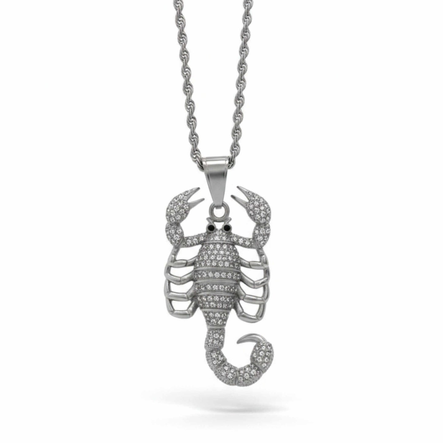SCORPION KING - STEEL - 30mm Pure Titanium Steel Pendant with 24inch Twisted Chain for Men & Boys — SS Pendant/ Necklace for Men | THE MEN THING