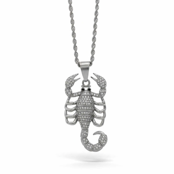 SCORPION KING - STEEL - 30mm Pure Titanium Steel Pendant with 24inch Twisted Chain for Men & Boys