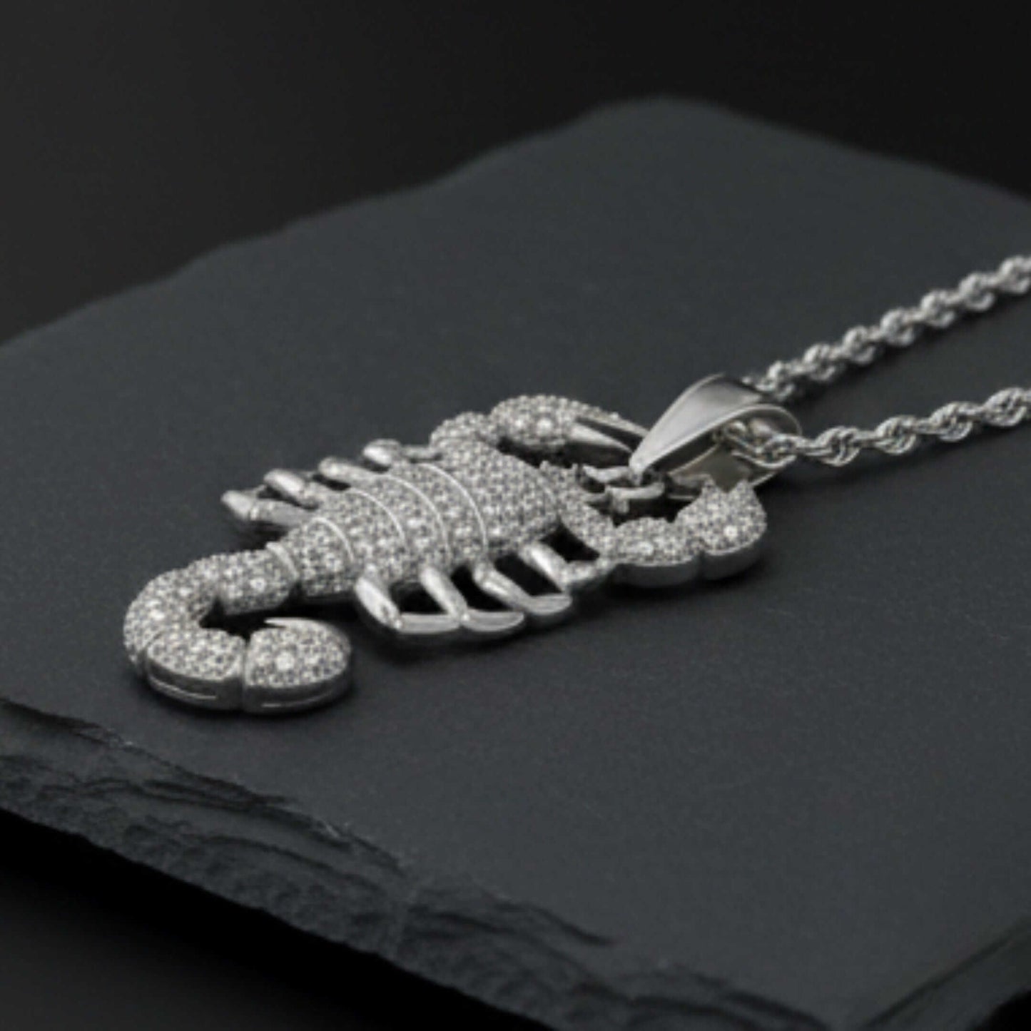 SCORPION KING - STEEL - 30mm Pure Titanium Steel Pendant with 24inch Twisted Chain for Men & Boys — SS Pendant/ Necklace for Men | THE MEN THING