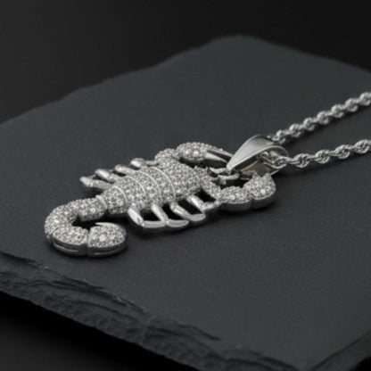 SCORPION KING - STEEL - 30mm Pure Titanium Steel Pendant with 24inch Twisted Chain for Men & Boys — SS Pendant/ Necklace for Men | THE MEN THING