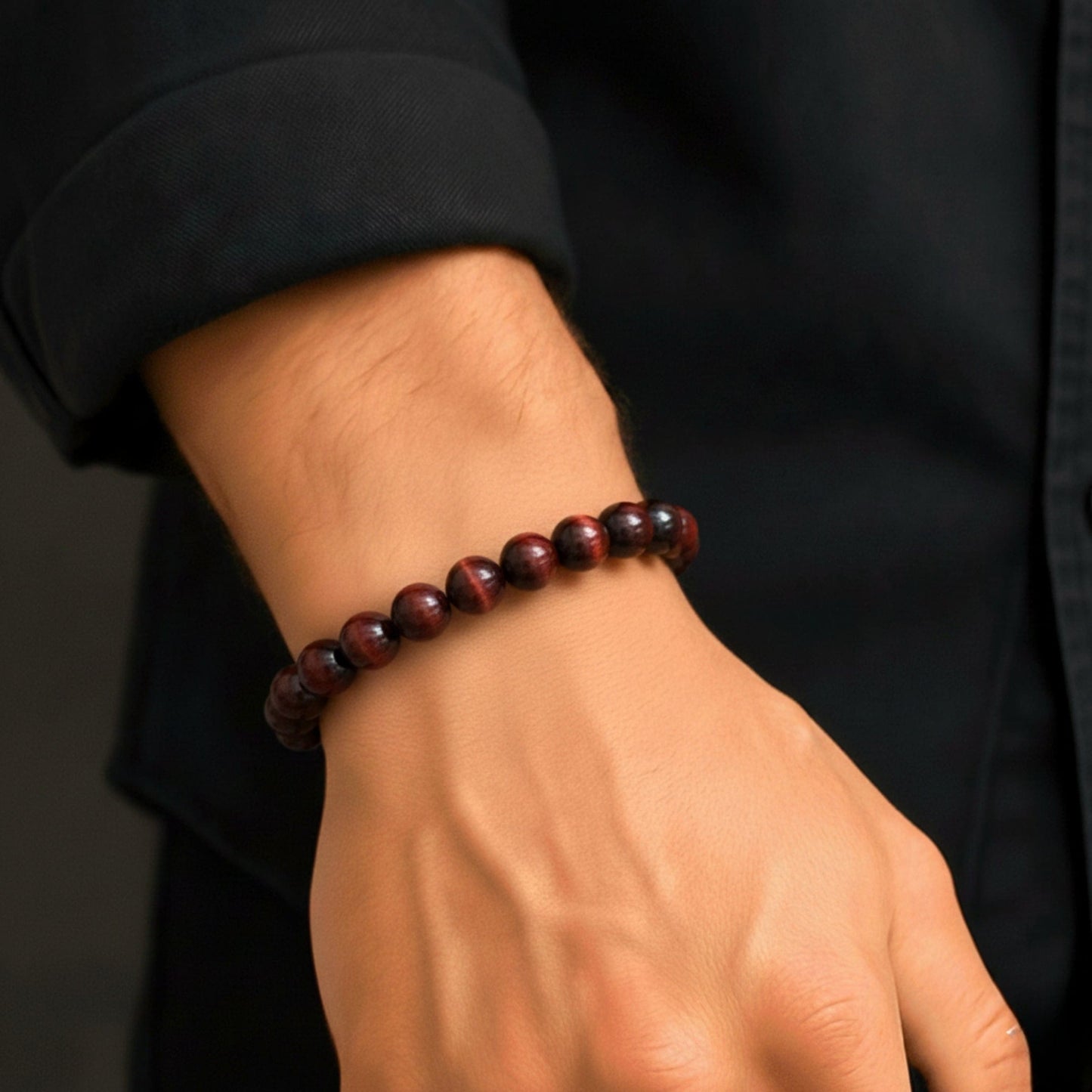 SENDAN - 12mm Beads Bracelet with Natural Stone - Adjustable Bracelet - THE MEN THING