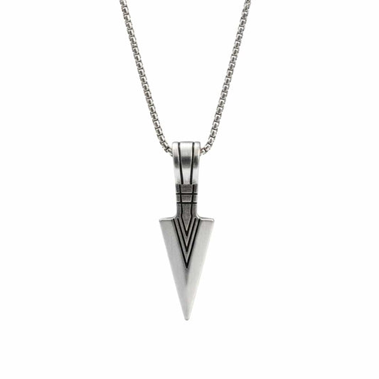 SENTINEL SPEARHEAD - 14mm Pure Titanium Steel Pendant with 28inch Round Box 4mm Chain for Men & Boys - THE MEN THING