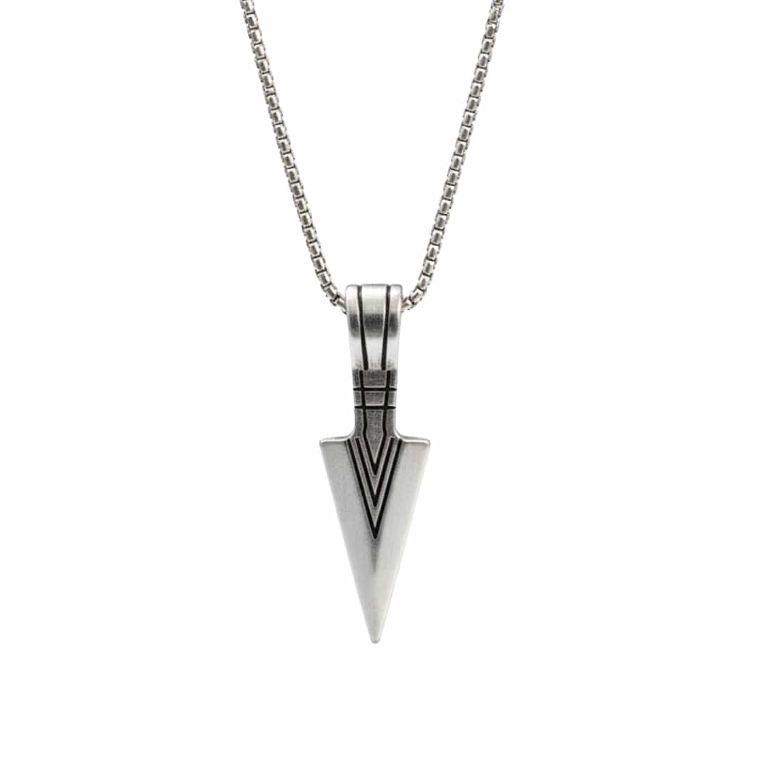 SENTINEL SPEARHEAD - 14mm Pure Titanium Steel Pendant with 28inch Round Box 4mm Chain for Men & Boys — SS Pendant/ Necklace for Men | THE MEN THING