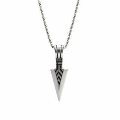 SENTINEL SPEARHEAD - 14mm Pure Titanium Steel Pendant with 28inch Round Box 4mm Chain for Men & Boys — SS Pendant/ Necklace for Men | THE MEN THING