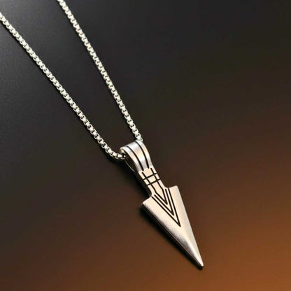 SENTINEL SPEARHEAD - 14mm Pure Titanium Steel Pendant with 28inch Round Box 4mm Chain for Men & Boys — SS Pendant/ Necklace for Men | THE MEN THING