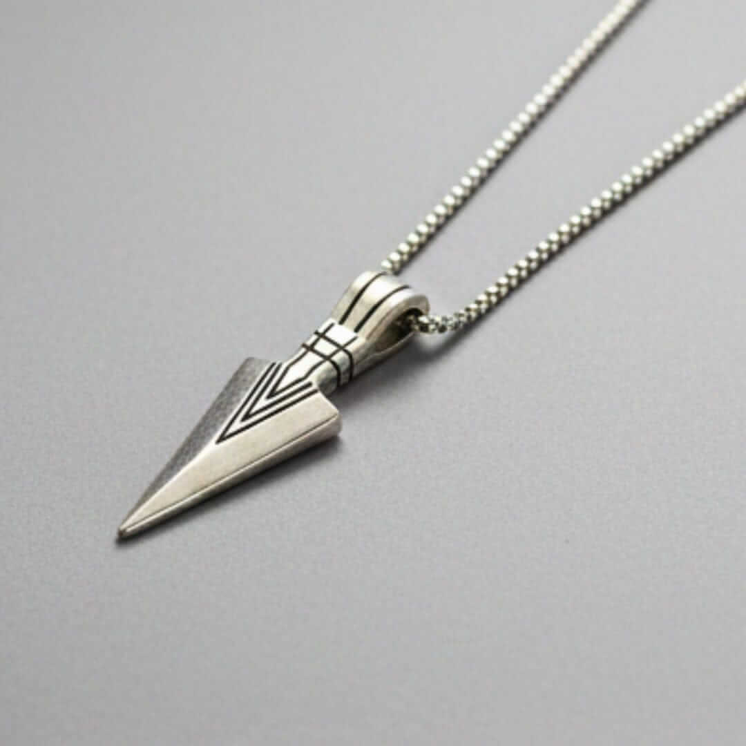 SENTINEL SPEARHEAD - 14mm Pure Titanium Steel Pendant with 28inch Round Box 4mm Chain for Men & Boys — SS Pendant/ Necklace for Men | THE MEN THING