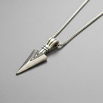 SENTINEL SPEARHEAD - 14mm Pure Titanium Steel Pendant with 28inch Round Box 4mm Chain for Men & Boys — SS Pendant/ Necklace for Men | THE MEN THING