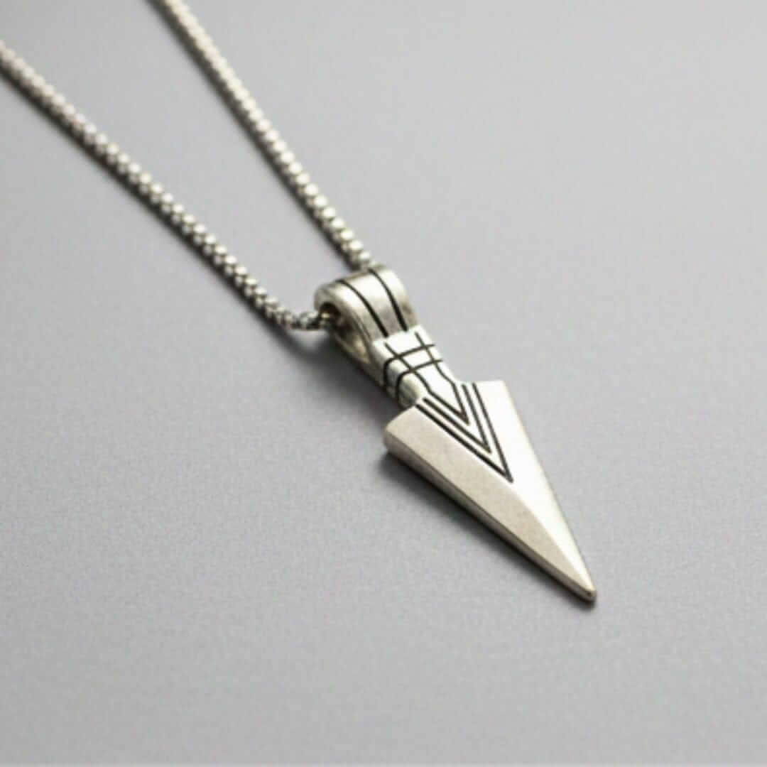 SENTINEL SPEARHEAD - 14mm Pure Titanium Steel Pendant with 28inch Round Box 4mm Chain for Men & Boys — SS Pendant/ Necklace for Men | THE MEN THING