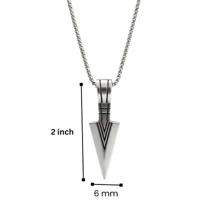SENTINEL SPEARHEAD - 14mm Pure Titanium Steel Pendant with 28inch Round Box 4mm Chain for Men & Boys — SS Pendant/ Necklace for Men | THE MEN THING