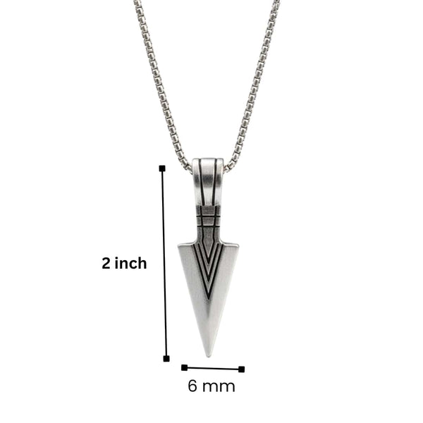 SENTINEL SPEARHEAD - 14mm Pure Titanium Steel Pendant with 28inch Round Box 4mm Chain for Men & Boys