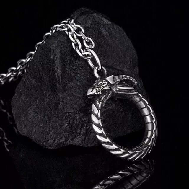 SERPENT OF ETERNITY - Alloy Gluttonous Snake Pendant with Pure Stainless Steel 24inch Round Box Chain, European trending Style for Men & Boy - THE MEN THING