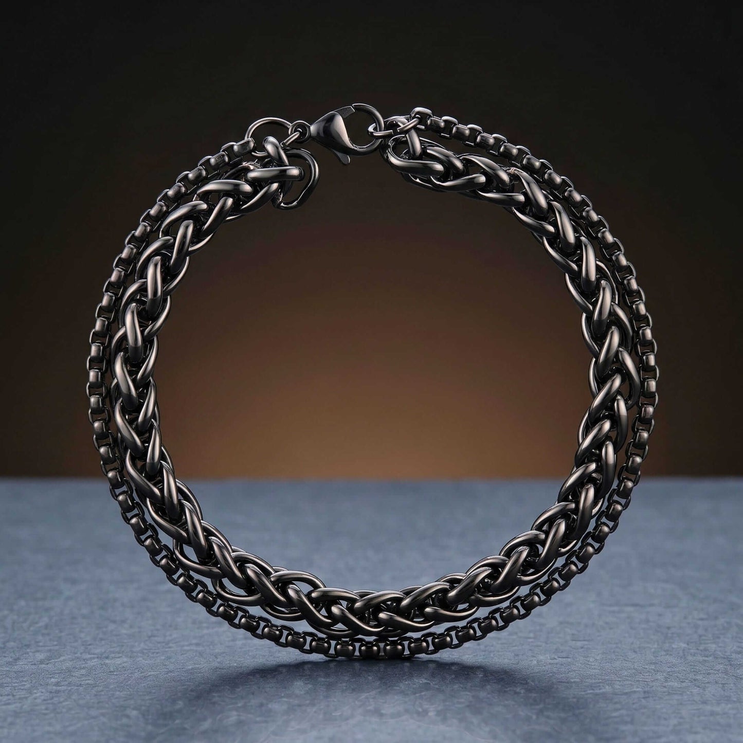 SHADOW FUSION - 8mm Titanium Steel Bracelet with Lobster Clasp for Men & Boy 8 inch — Steel Bracelets for Men | THE MEN THING