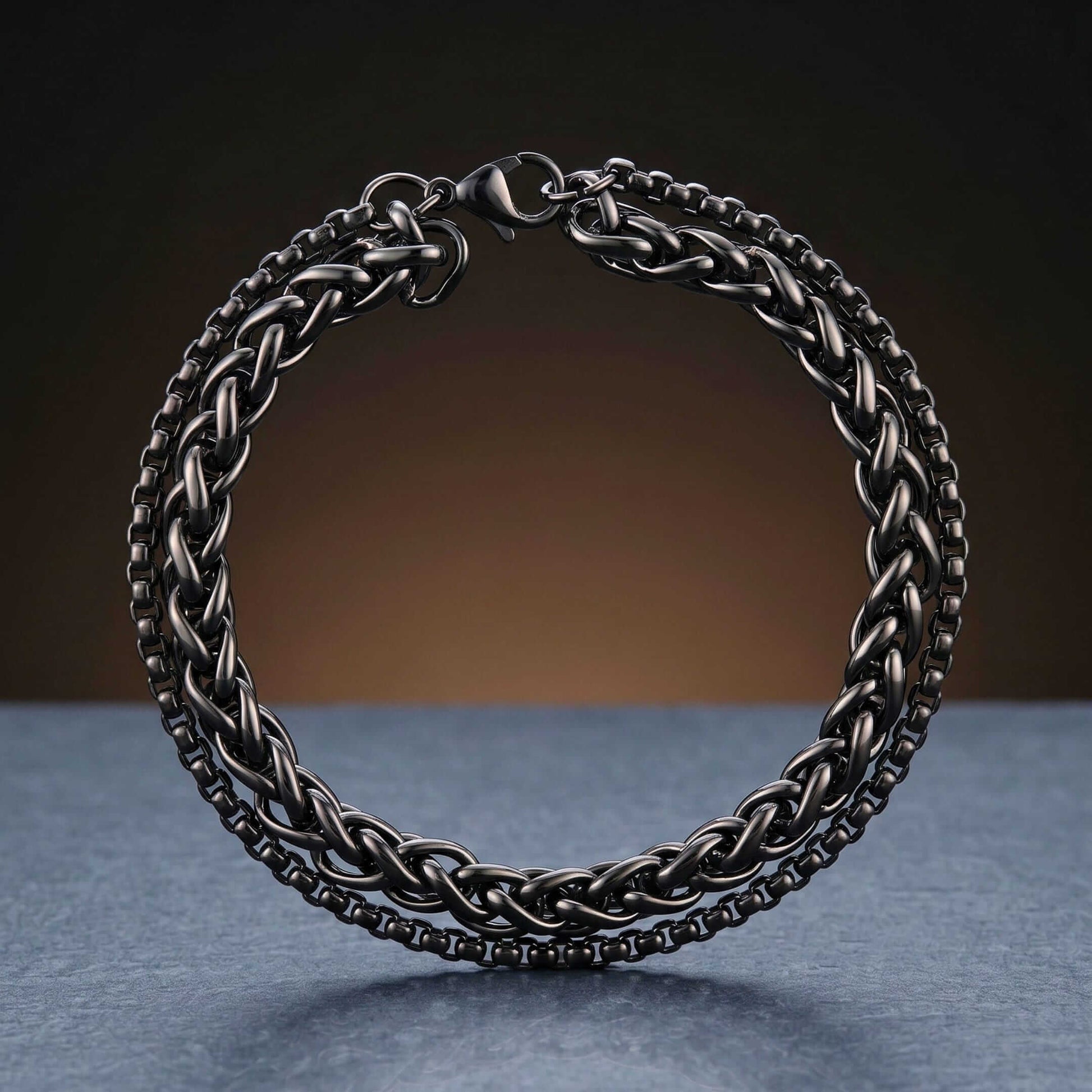 SHADOW FUSION - 8mm Titanium Steel Bracelet with Lobster Clasp for Men & Boy 8 inch — Steel Bracelets for Men | THE MEN THING