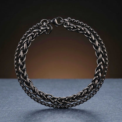 SHADOW FUSION - 8mm Titanium Steel Bracelet with Lobster Clasp for Men & Boy 8 inch — Steel Bracelets for Men | THE MEN THING